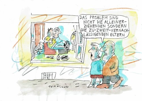 Cartoon: Erziehung (medium) by Jan Tomaschoff tagged famile,zuwendung,erziehung,kinder,famile,zuwendung,erziehung,kinder