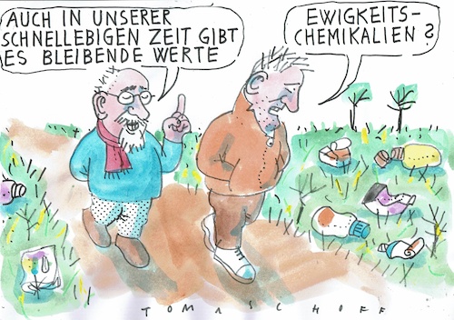 Cartoon: Ewig (medium) by Jan Tomaschoff tagged umwelt,plastik,chemikalien,werte,umwelt,plastik,chemikalien,werte