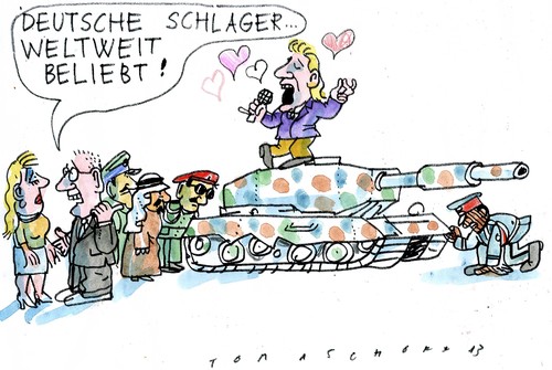 Cartoon: Exportschlager (medium) by Jan Tomaschoff tagged schlager,rüstung,export,schlager,rüstung,export