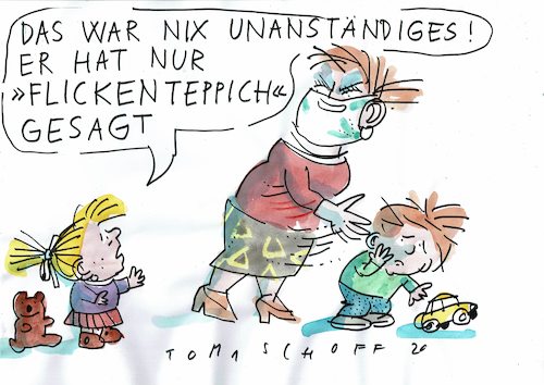Cartoon: F Wort (medium) by Jan Tomaschoff tagged flickenteppich,föderalismus,bundesstaat,corona,flickenteppich,föderalismus,bundesstaat,corona