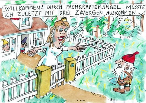 Cartoon: Fachkräfte (medium) by Jan Tomaschoff tagged fachkräfte,schneewittchen,fachkräfte,schneewittchen