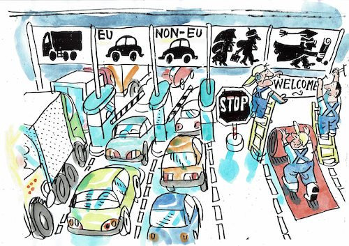 Cartoon: Fachkräfte willkommen (medium) by Jan Tomaschoff tagged migration,fachkräfte,migration,fachkräfte