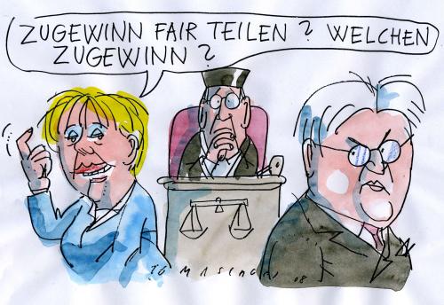 Cartoon: Fair (medium) by Jan Tomaschoff tagged zugewinn,scheidung,teilen,merkel,steinmeier,koalition,cdu,spd,zugewinn,scheidung,teilen,merkel,steinmeier,koalition,cdu,spd