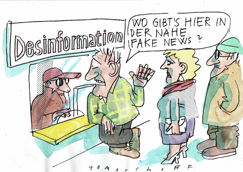 Cartoon: Fake (medium) by Jan Tomaschoff tagged desinformation,lüge,fake,news,desinformation,lüge,fake,news