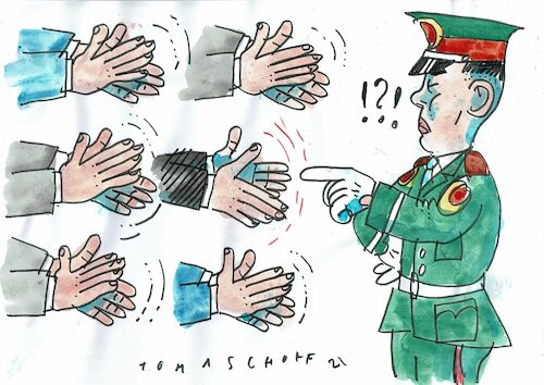 Cartoon: falscher Applaus (medium) by Jan Tomaschoff tagged china,diktatur,hierarchie,china,diktatur,hierarchie