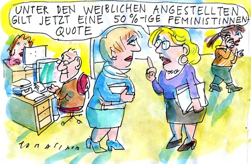 Cartoon: Feministinnenquote (medium) by Jan Tomaschoff tagged quote,frauen,feminismus,quote,frauen,feminismus