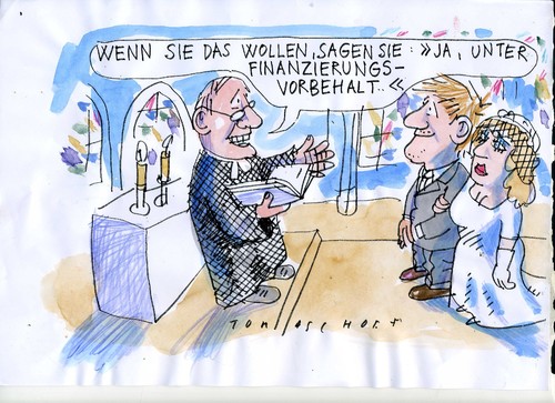 Cartoon: Finanzierungsvorbehalt (medium) by Jan Tomaschoff tagged geld,ehe,geld,ehe