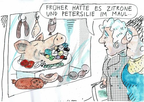 Cartoon: Fleisch (medium) by Jan Tomaschoff tagged ernährung,fleisch,tiere,ernährung,fleisch,tiere