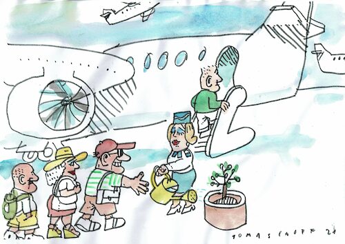 Cartoon: Flug (medium) by Jan Tomaschoff tagged umwelt,fliegen,umwelt,fliegen