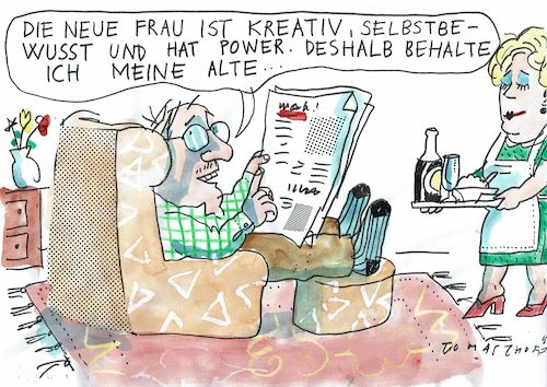 Cartoon: Frau (medium) by Jan Tomaschoff tagged mann,frau,gleichbeerchtigung,mann,frau,gleichbeerchtigung