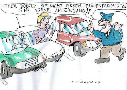 Cartoon: Frauenparkplatz (medium) by Jan Tomaschoff tagged frauen,gender,gleichberechtigung,frauen,gender,gleichberechtigung