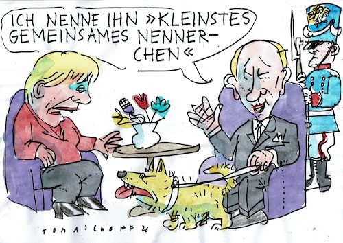 Cartoon: Freunde (medium) by Jan Tomaschoff tagged putin,russland,merkel,putin,russland,merkel
