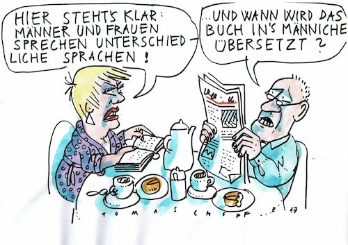 Cartoon: Gender (medium) by Jan Tomaschoff tagged sprachlosigkeit,männer,frauen,sprachlosigkeit,männer,frauen