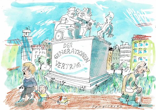 Cartoon: Generationenvertrag (medium) by Jan Tomaschoff tagged rente,jugend,alter,demografie,rente,jugend,alter,demografie
