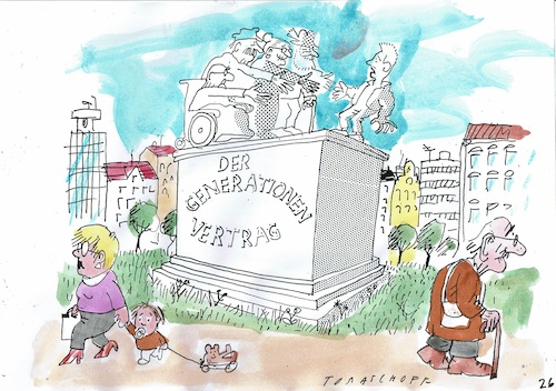 Cartoon: Generationenvertrag (medium) by Jan Tomaschoff tagged rente,jugend,alter,generationengerechtigkeit,rente,jugend,alter,generationengerechtigkeit