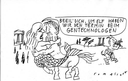 Cartoon: Genetik (medium) by Jan Tomaschoff tagged gentechnik,genetics,gentechnik,gene,biologie,evolution,fortschritt,wissenschaft,technik,meerjungfrau,mutation,körper,manipulation,biotechnologie,technologie,organismus,molekularbiologie,gen,mensch