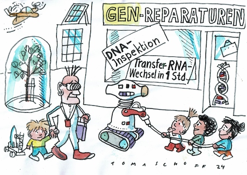 Cartoon: Genreparatur (medium) by Jan Tomaschoff tagged genetik,dna,rna,forschung,genetik,dna,rna,forschung