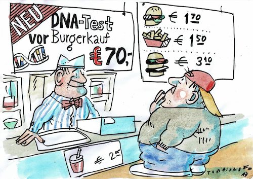 Cartoon: Gentest (medium) by Jan Tomaschoff tagged übergewicht,genetik,übergewicht,genetik