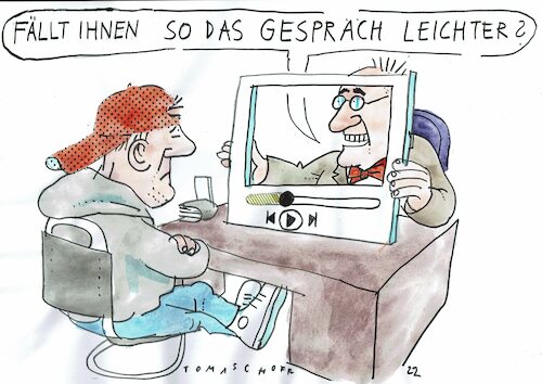 Cartoon: Gespräch (medium) by Jan Tomaschoff tagged kommunikation,medien,kommunikation,medien