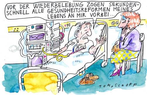 Cartoon: Gesundheitsreformen des Lebens (medium) by Jan Tomaschoff tagged gesundheitsreform,gesunheitsfond,regelverordnung,ulla,schmidt