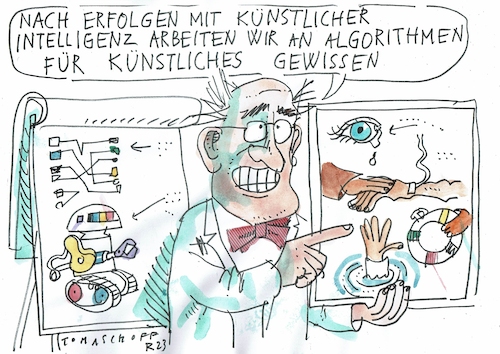 Cartoon: Gewissen (medium) by Jan Tomaschoff tagged nmensch,maschine,ki,nmensch,maschine,ki