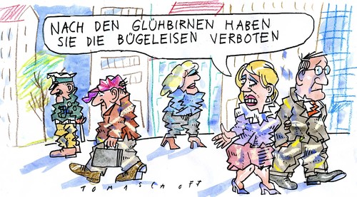 Cartoon: Glühbirne (medium) by Jan Tomaschoff tagged glühbirne,bügeleisen,verbote,energie,glühbirne,energie,bügeleisen