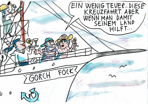 Cartoon: Gorch Fock (medium) by Jan Tomaschoff tagged bundeswehr,geldmangel,gorch,fock,bundeswehr,geldmangel,gorch,fock
