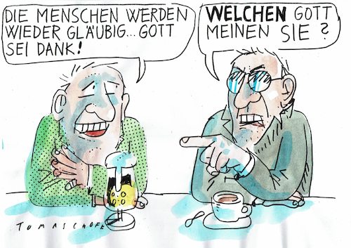 Cartoon: Gott (medium) by Jan Tomaschoff tagged religion,fanatismus,intoleranz,religion,fanatismus,intoleranz