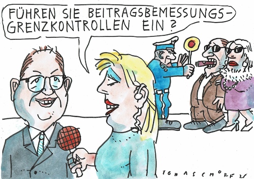 Cartoon: Grenze (medium) by Jan Tomaschoff tagged rente,krankenversicherung,beitragsbemessungsgrenze,dobrindt,rente,krankenversicherung,beitragsbemessungsgrenze,dobrindt