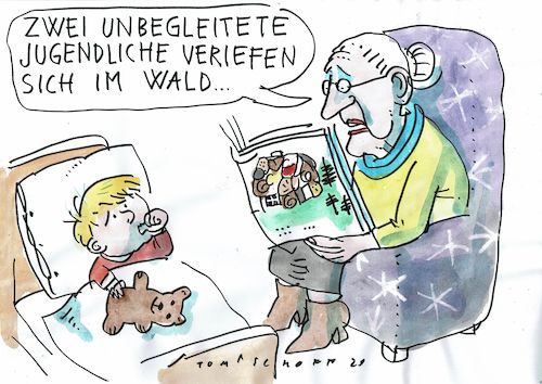 Cartoon: Hänsel und Gretel (medium) by Jan Tomaschoff tagged kinder,flucht,kinder,flucht