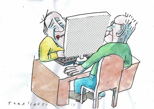Cartoon: Hallo (medium) by Jan Tomaschoff tagged kommunikation,pc,internet,kommunikation,pc,internet