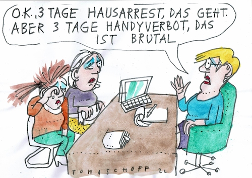 Cartoon: Handy (medium) by Jan Tomaschoff tagged erziehung,medien,internet,handy,erziehung,medien,internet,handy