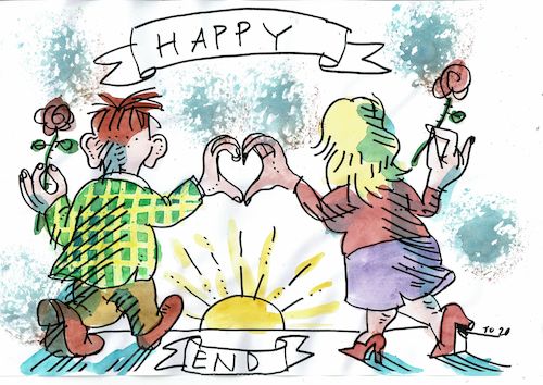 Cartoon: Happy end (medium) by Jan Tomaschoff tagged glück,herz,glück,herz