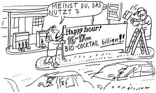 Cartoon: Happy Hour (medium) by Jan Tomaschoff tagged biosprit,benzinpreise,rohöl,oil