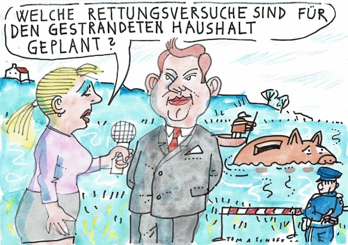 Cartoon: Haushalt (medium) by Jan Tomaschoff tagged klingbail,haushalt,staatsschulden,wal,klingbail,haushalt,staatsschulden,wal