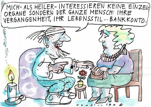 Cartoon: Heiler (medium) by Jan Tomaschoff tagged alternativmedizin,wunderheiler,geld,alternativmedizin,wunderheiler,geld