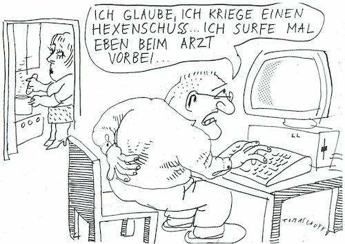 Cartoon: Hexenschuss (medium) by Jan Tomaschoff tagged gesundheit,medizin,land,landarzt,gesundheit,medizin,land,landarzt