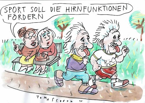 Cartoon: Hirnfunktion (medium) by Jan Tomaschoff tagged sport,intelligenz,gehirn,demenz,sport,intelligenz,gehirn,demenz