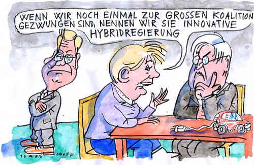 Cartoon: Hybridregierung (medium) by Jan Tomaschoff tagged wahl,koalitionen