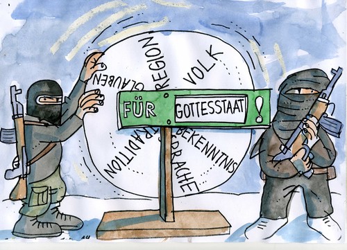 Cartoon: Ideale (medium) by Jan Tomaschoff tagged fanatismus,ideale,intoleranz,fanatismus,ideale,intoleranz