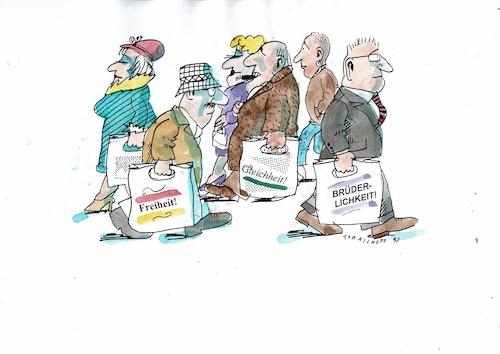 Cartoon: Ideale (medium) by Jan Tomaschoff tagged konsum,ideale,konsum,ideale