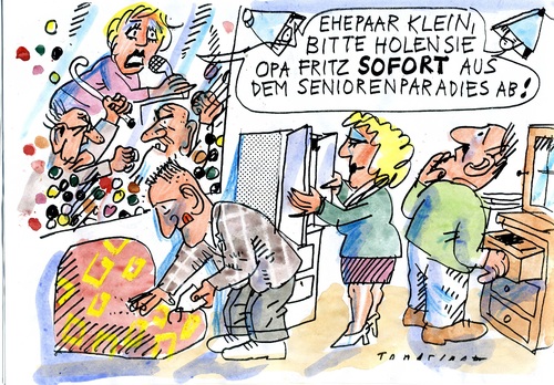 Cartoon: Ikea (medium) by Jan Tomaschoff tagged ikea,paradies,spielen,kinder,familie,shopping,möbelhaus,rentner,opa,großeltern,senioren,rentenempfänger,ikea,paradies,spielen,kinder,familie,shopping,möbelhaus,rentner,opa,senioren,rentenempfänger