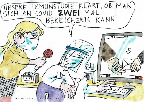 Cartoon: Immunität (medium) by Jan Tomaschoff tagged corona,masken,korruption,bereicherung,corona,masken,korruption,bereicherung