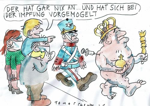 Cartoon: Impfung (medium) by Jan Tomaschoff tagged corona,impfung,wartezeit,reihenfolge,corona,impfung,wartezeit,reihenfolge