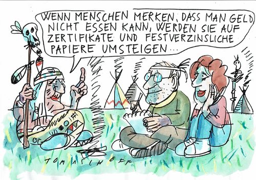 Cartoon: Indianerweisheit (medium) by Jan Tomaschoff tagged geld,sinn,geld,sinn