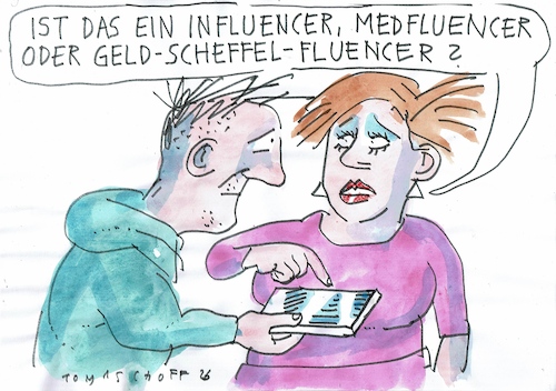 Cartoon: Influencer (medium) by Jan Tomaschoff tagged gesundheit,internet,geschäfte,gesundheit,internet,geschäfte
