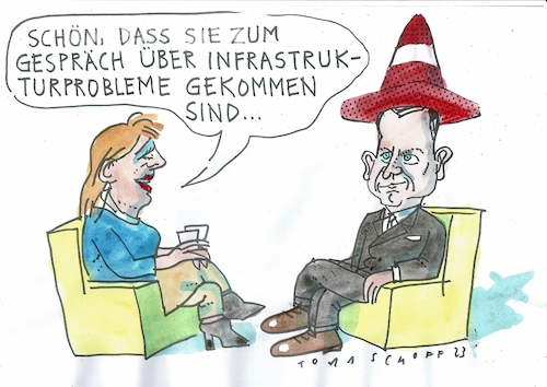 Cartoon: Infrastruktur (medium) by Jan Tomaschoff tagged wissing,auto,straßen,wissing,auto,straßen