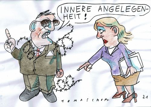 Cartoon: Innere Angelegenheit (medium) by Jan Tomaschoff tagged diktatur,menschenrechte,innere,angelegenheiten,diktatur,menschenrechte,innere,angelegenheiten