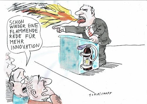 Cartoon: Innovation (medium) by Jan Tomaschoff tagged innovation,reden,innovation,reden