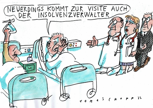 Cartoon: Insolvenz (medium) by Jan Tomaschoff tagged gesundheit,kosten,krankenhaus,gesundheit,kosten,krankenhaus